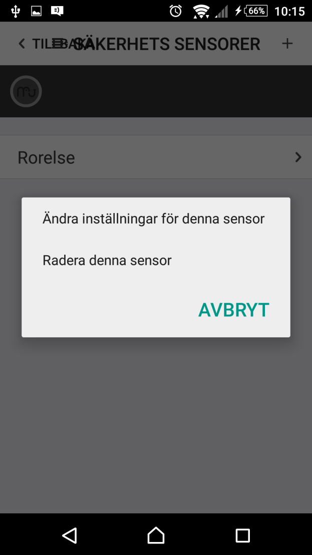 5.1 Radera enhet Här beskrivs hur ni raderar en sensor från kontrollpanelen.