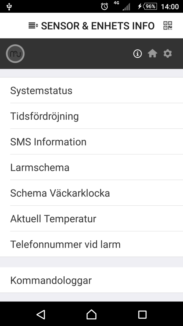 10. Kontrollpanelens info Här kan ni snabbt få olika status SMS från kontrollpanelen.