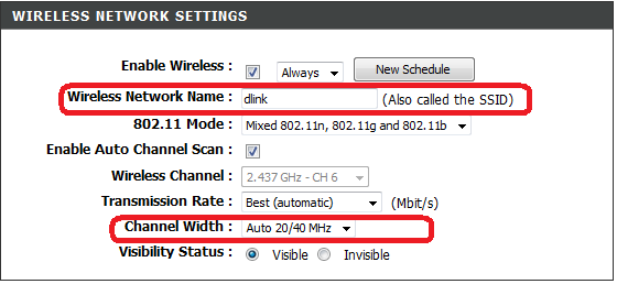 Steg 7. Wireless inställningar Klicka på menyn Setup och därefter på Wireless Settings/Setup. Tryck sedan på knappen Manual Wireless Network Setup/Connection Setup.