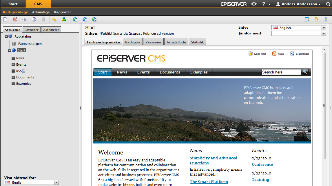 Kom igång med EPiServer CMS 13 Kom igång med EPiServer CMS Logga in EPiServer CMS är ett webbpubliceringssystem för redaktörer som är mycket enkelt att använda.