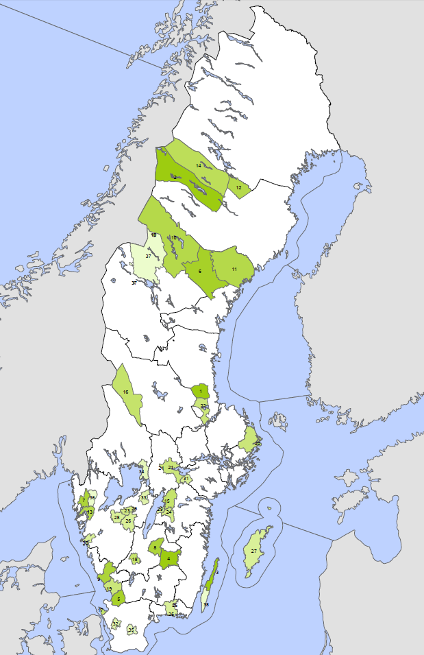 Kommunranking MW 1. Ockelbo 93,3 2. Storuman 65, 3. Borgholm 6,1 4. Vetlanda 59, 5. Laholm 37,2 6. Sollefteå 36,8 7. Munkedal 27,6 8. Nässjö 27,5 9. Falkenberg 27,5 1. Strömsund 23, 11.