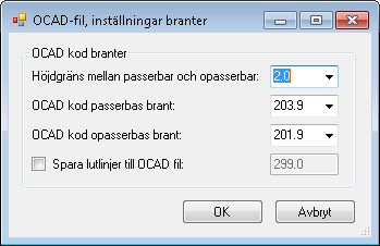 Fyll i namn och tryck på Save. OCAD Om du valt Ocad filnamn kommer följande dialog fram.