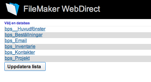 Kapitel 4 Arbeta med en FileMaker WebDirect-lösning 29 Komma åt en FileMaker WebDirect-lösning Webbanvändare som vill öppna databasstartsidan öppnar webbläsaren och skriver sedan FileMaker