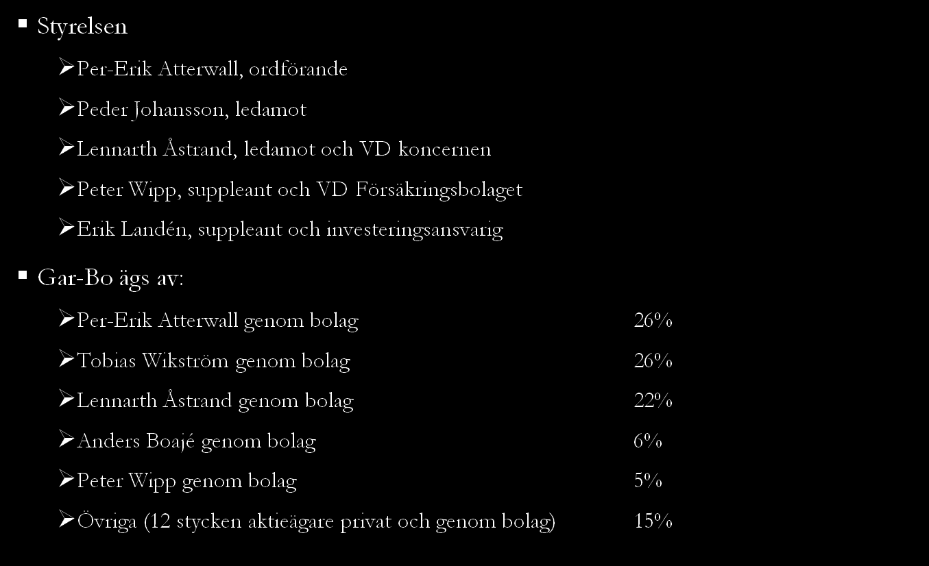 Styrelsen och ägande Om oss Stödjande