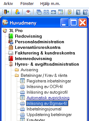 Inläsning av OCR-poster Vad gäller betalningar med OCR-referens läses de in på liknande sätt som idag.