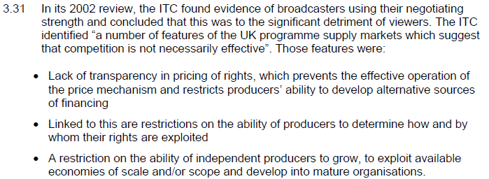 Box 5 Mediehusen i Storbritannien har bekymmersam köparmakt Källa: OFCOM (2006), Review of the television production sector, s.
