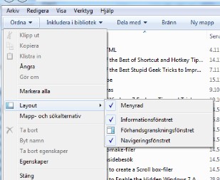 TIPS VISA MENYRAD I VISTA OCH WINDOWS 7 I windows XP finns hela tiden menyraden med Arkiv Redigera Visa Verktyg Hjälp.