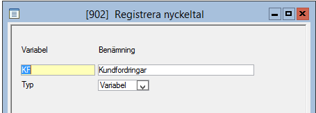 I nyckeltalsregistret definieras tre typer av värden: Variabler (värden som kan variera över tiden, dvs.