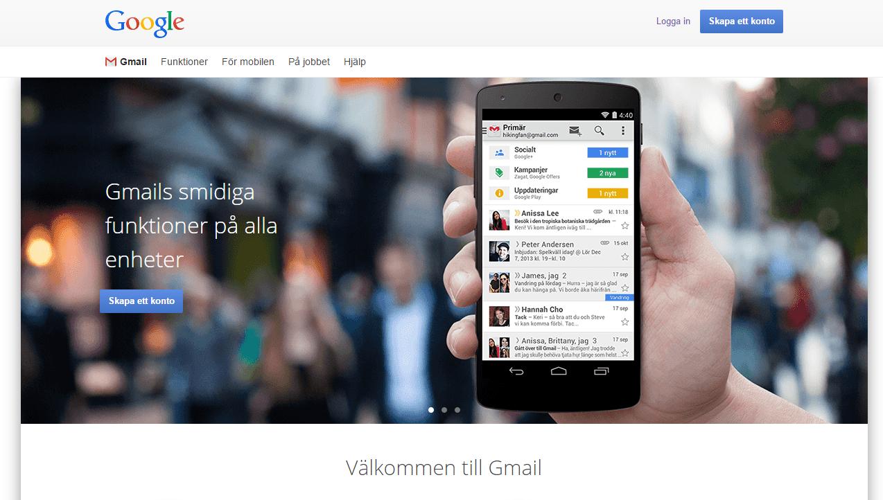 Skapa e-postkonto för Gmail I din webbläsare går du in på www.gmail.