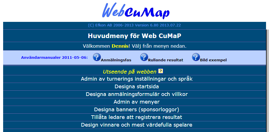 Här har du möjlighet att administrera din hemsida ETT