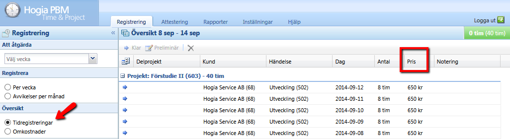 Hogia PBM Time & Attendance/Project Webbklienten Bättre hantering av dygnsgränser vid bryt av löneperiod I den nya versionen har vi gjort en förändring av hur dygnsgränser tolkas vid tidregistrering.