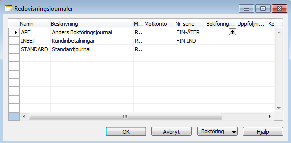 Kassajournal De angivna menyhänvisningarna refererar till Navigationsrutan i Navision.