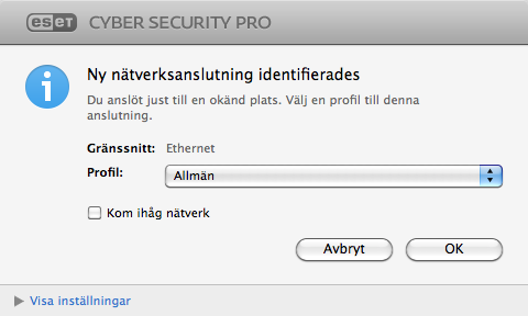 8.1 Filtreringslägen Det finns tre filtreringslägen för ESET Cyber Security Pro Personlig brandvägg.