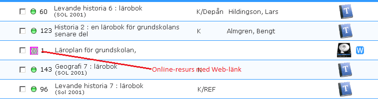 Materialunderhåll Allmänt om online-resurser Digitala resurser kan nu enkelt registreras i Materialunderhåll och därmed ingå i bibliotekskatalogen på samma sätt som de fysiska materialen.