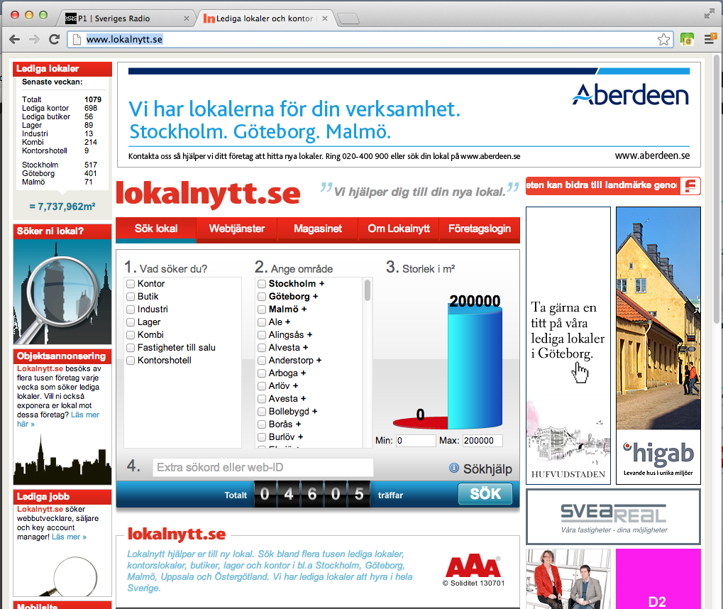 Advertising Example website: www.lokalguiden.