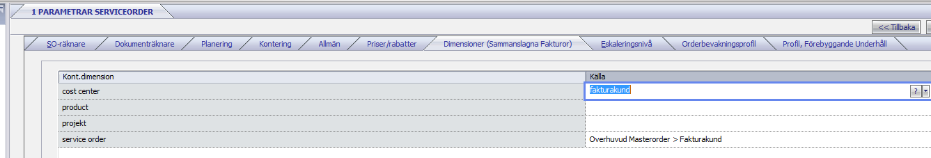 Om du ändrar källan/källorna för konteringsdimensionerna, så kommer detta att