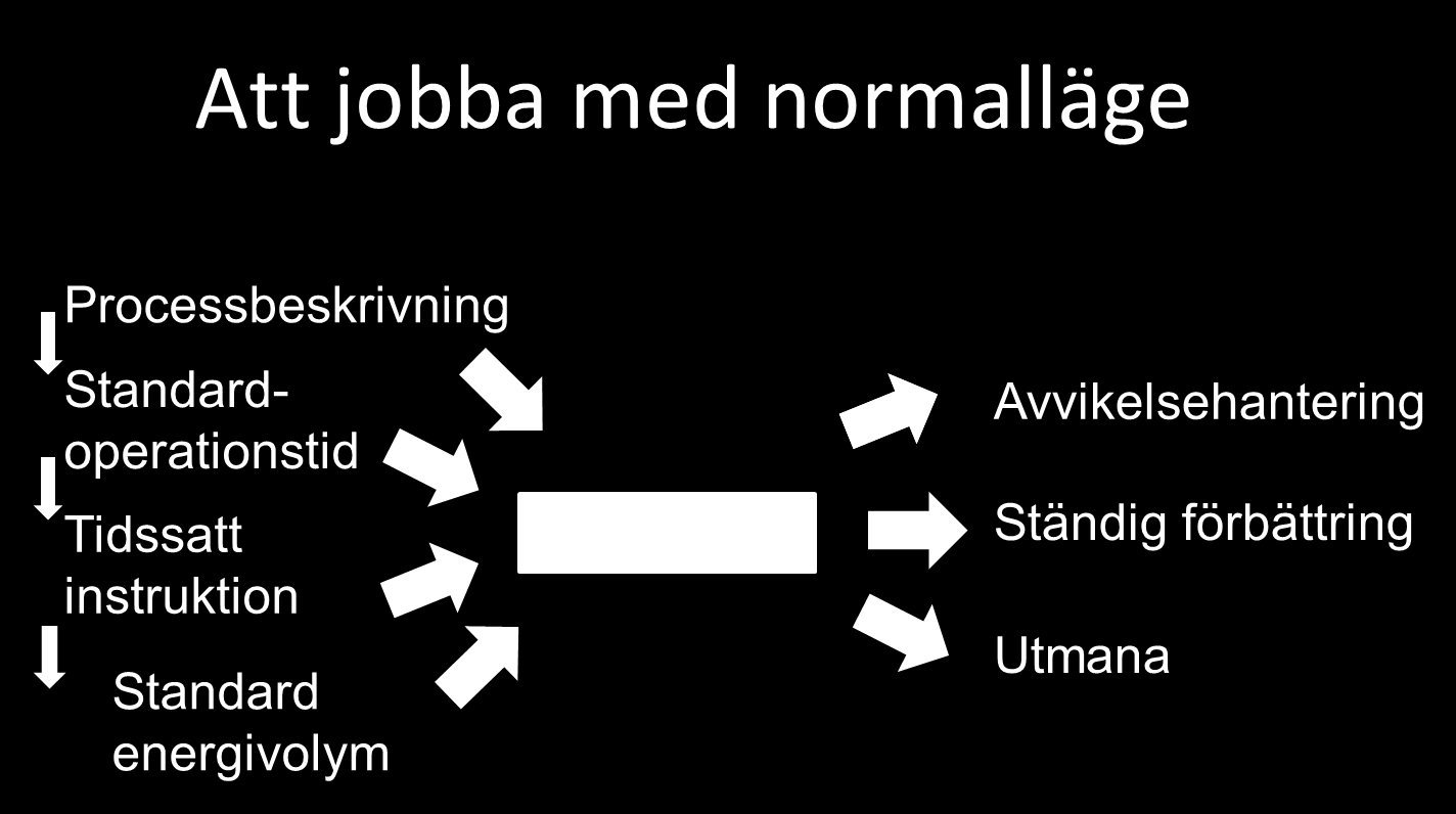 8 Att styra med normalläge och standard Kapitel 8 beskriver en metod att styra normalläge och standard. Texten är ett bidrag från DynaMate Industrial Service AB.