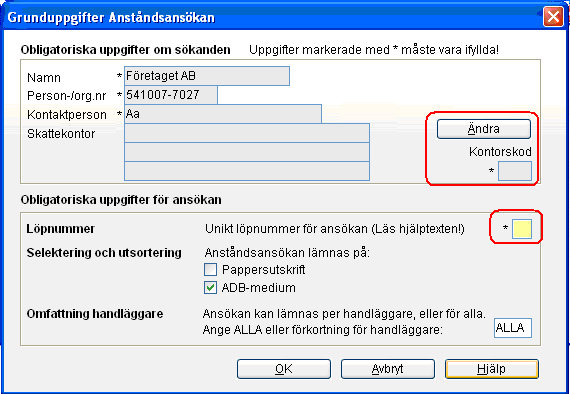 Sida 5 av 6 Uppgiften om namn hämtas från användarinformationen. Klicka på länken "Namn/företagsnamn" om du vill ändra namn.