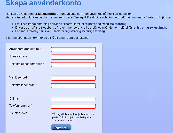 Privatperson Skapa ditt användarkonto