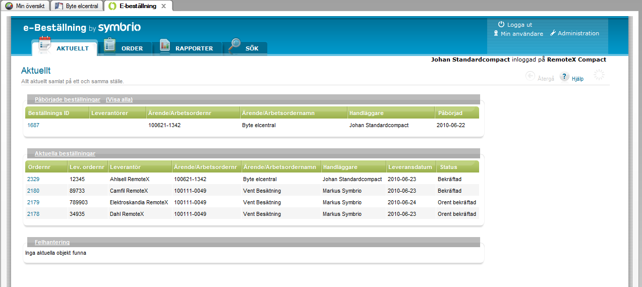 Orderstatus i Sync-IT Det finns 4st status på order i Sync-IT och du finner mer och utförligare information om hur du hanterar order i olika status i manualen för Sync-IT.