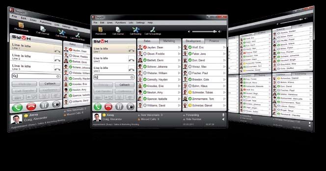 organisationen. Den innovativa och intuitivt användbara mjukvaran SwyxIt! Installeras på all personals datorer (PC eller LapTop). SwyxIt! Möjliggör inte endast att varje PC blir en bekväm telefon, utan också en universell kommunikationsportal för all media.