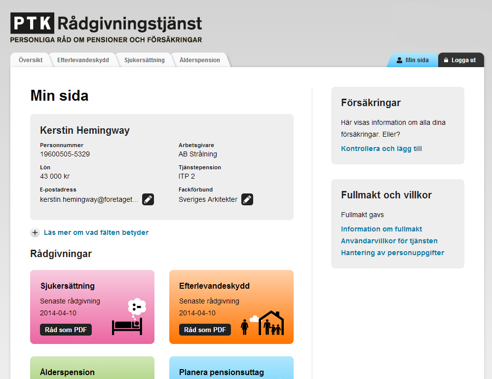 Få överblick över råden De råd du får i PTK Rådgivningstjänst gäller i tre månader. Vi rekommenderar att du går igenom tjänsten minst en gång om året.