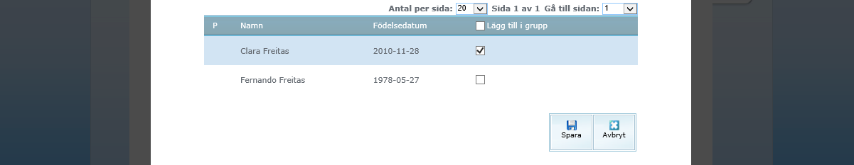 För att lägga in en person som redan finns i medlemsregistret till din grupp behöver du skriva in det fullständiga personnumret i rutan.