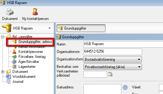 I kortets flöde finns en flik för kontaktpersoner. Klickar du här kan du lägga till t ex en ordförande för föreningen.