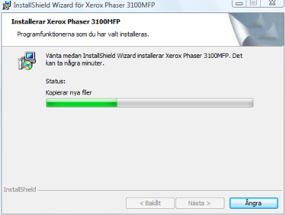 Installationen startar.