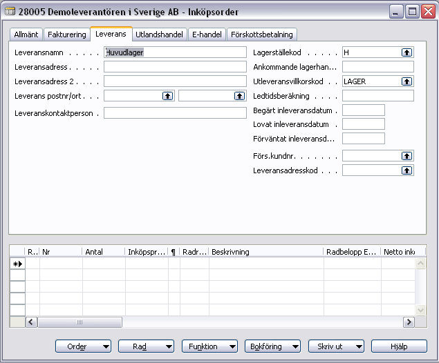Leverans Under leveransfliken kan det anges en