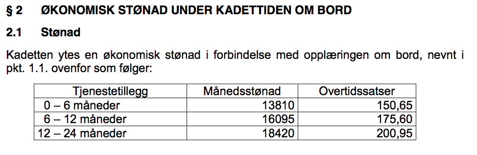 Bilaga 8 Tariffavtal kadetter Utdrag från