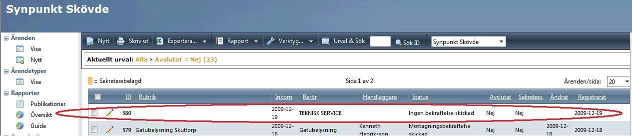 Scenario 1: Registrering och behandling av synpunkt som kommer direkt från webbformuläret in i systemet (extern webb eller Internen) När en synpunkt kommer in till kommunen så kommer den först till