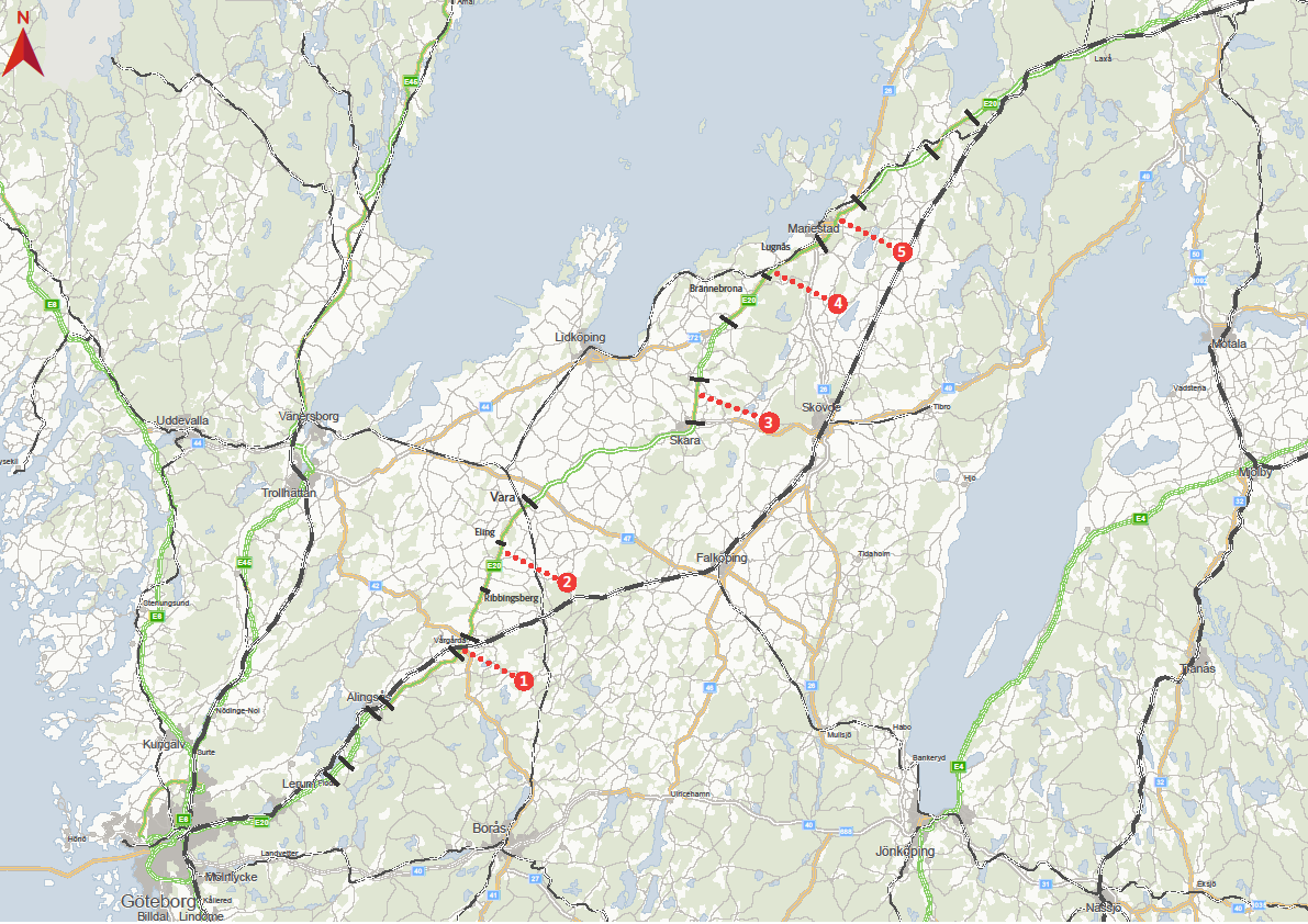 E20 Vårgårda Norr Mariestad Mittseparerad