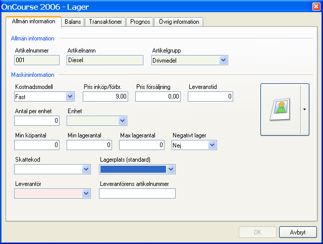 Lager I denna modul, som är lite mer avancerad, kan du ange alla artiklar som du vill hålla koll på avseende kostnader, åtgång och prognoser osv.