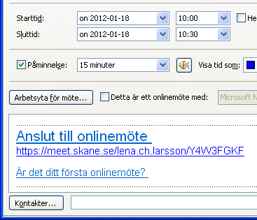 2. Tryck på Skapa onlinemöte 3.