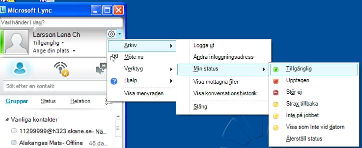 Lync startar automatisk när du loggar in.