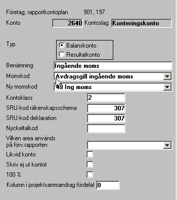 Inställning för vilket konto automatisk tömning ska ske till anges under inställningarna för redovisningen.