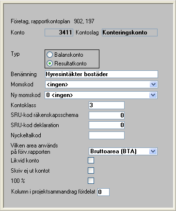 Menyval Ta bort markerad(e) rad(er) Funktion resultaträkningen. Tips: Kontoobjekt får automatiskt tillhörighet från konteringskontoplan. Grupperingsobjekt måste få en tillhörighet.