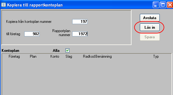 Kopiera kontoplan till rapportkontoplan Om du har valt att skapa en tom rapportkontoplan alternativt valt att enbart kopiera rubriker och summor från befintlig rapportkontoplan, är det lämpligt att