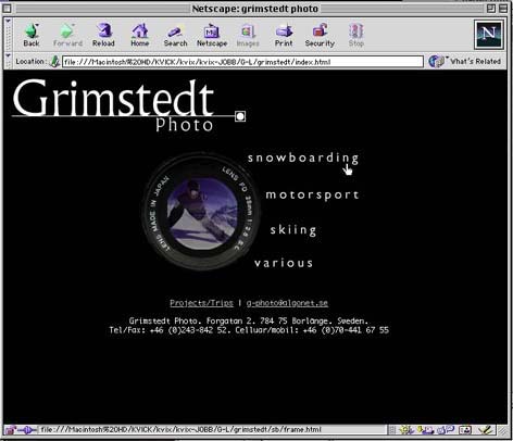 Grimstedt Foto Gränssnitt, HTML+JavaScript kodning, bildbehandling,