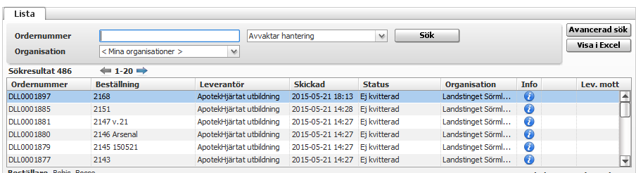 SYFTE Alla beställningar som läggs i Proceedo ska leveranskvitteras. Detta är ett viktigt moment för att det totala flödet beställning leverans faktura ska fungera.
