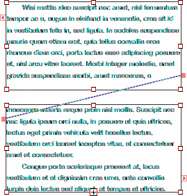 När textrutan är full visas en beskärningsindikator längst ner i textrutan. Den anger att texten fortsätter utanför nedre kanten på rutan.