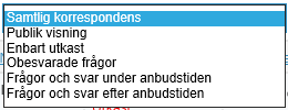 I kolumnen Status anges om frågan är Obesvarad, Besvarad publikt eller Besvarad privat. Om ett meddelande är sparat som utkast visas detta med texten Utkast.