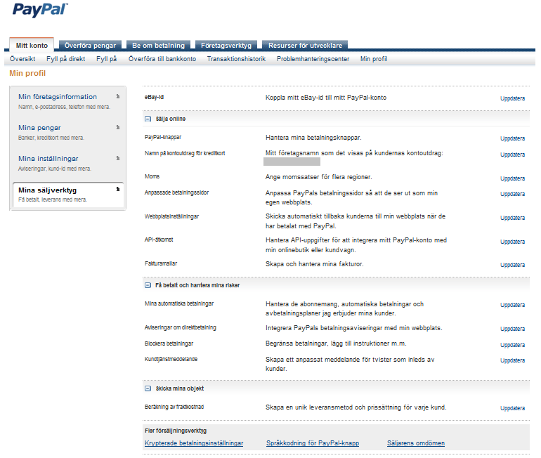 AKTIVERA PAYPAL Steg 2.1 För att kunna aktivera PayPal i Jetshop, måste du ge Jetshops gränssnitt tillgång till dina API:er.