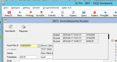 E-POSTA RAPPORTER VIA SMTP (16040) Möjlighet finns nu att e-posta rapporter via SMTP. Den gulmarkerade inställningen är ny. (Default = Nej = så som det varit förut).