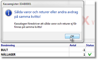 10 Avbryta en försäljning Om man vill avbryta en försäljning av någon anledning måste man välja aktiviteten "Avbryt". Orsak måste anges då detta skall med i Z-rapporten.