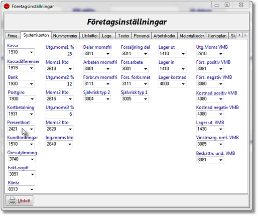 6 Registera nya konton under fliken "Systemkonton".