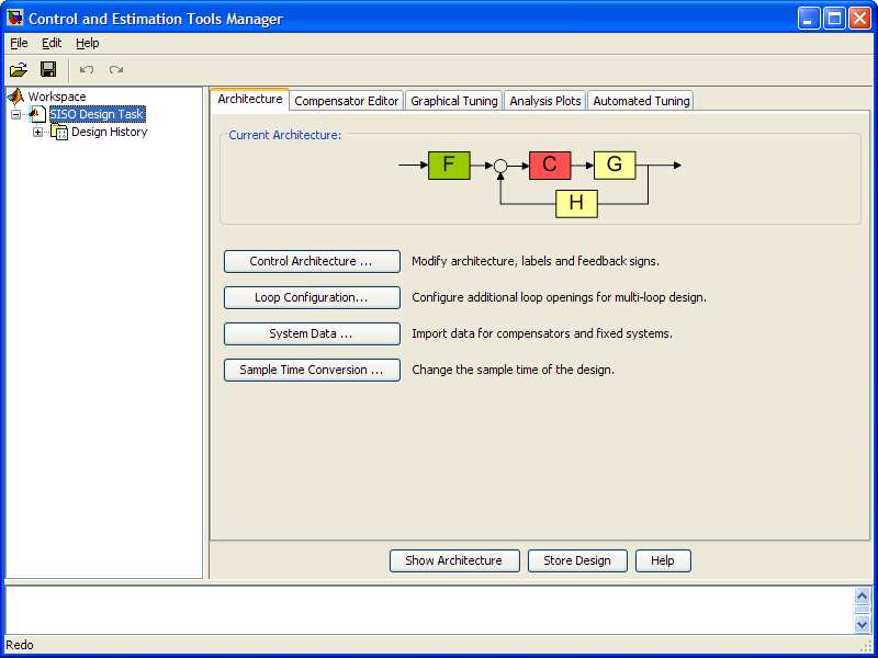 Figur Gå nu in i fönster som heter Control and Estimnation Tools Manager. Välj Compensator Editor och sätt C=3 ( P-regulator). Vidare så klickar du även på System Data.