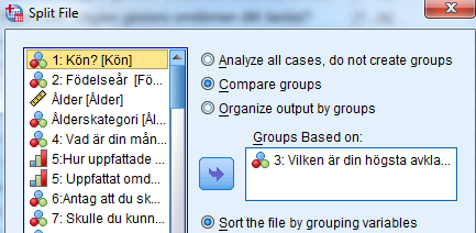 o Klicka på Add Set och sedan Close. Gå nu in på Utilities/Use Variable Sets, se till att endast Demografi är markerad Klicka OK Kolla i datamaterialet!