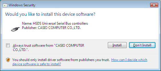 1. Installera programvaran Om din dator kör Windows Vista a. Meddelanderutan nedan visas när installationen startas.